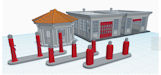 Download the .stl file and 3D Print your own 1920's Filling Station N scale model for your model train set from www.krafttrains.com.