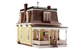 Woodland Scenics Home Sweet Home - HO Scale Item # BR5036. This Home Sweet Home features classic Victorian architecture housed under a characteristic Mansard roof, a vintage weather vane, and intricately styled dormers complete with flowered window boxes. Building details include bracketed eaves, a back porch with a propped open screen door, storm cellar, woodpile, propane tank and more! See photos for footprint.