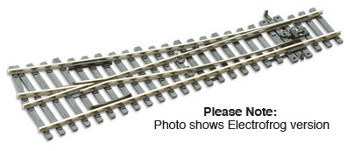 SL-91 Turnout, Small Radius, Right Hand Item # SL-91.
PECO STREAMLINE OO/HO CODE 100
TURNOUT, SMALL RADIUS, RIGHT HAND
If you wish to mix wheel standards on your 00/H0 layout, this is the trackage to choose. Code 100 rail allows flange depths up to 1.6mm which means that both vintage and current stock will run happily together.
The wide range of turnouts and crossings in this series includes every type, and the geometry of this range has been cleverly designed to make it easy to build convenient, complex and aesthetically pleasing formations using combinations of small, medium and large radius turnouts and crossings. Layout plans suggestions can be found in our publications ‘Track Plans for Layouts to Suit all Locations’ (Ref PM-202), ‘60 Plans for Small Railways’ (Ref no PB-3), and ‘Track Plans for Various Locations’ (Ref no PB-66).

Technical Specification:
Length: 185mm
Frog Angle: 12 Degrees
Radius: 610mm.