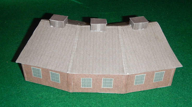 Building your own Free Printable N Scale 3 Bay Model Train Set Roundhouse for your model railroad. Free printable train set structures N Scale 3 Bay Mode Roundhouse. Print your own N Scale 3 Bay Model Train Set Roundhouse with a free PDF file download molding enjoyment.