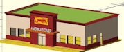 Download the .stl file and 3D Print your own Denny's Restaurant N scale model for your model train set.