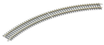 ST-226 Double Curve, 2nd Radius Item # ST-226. PECO Setrack 00/H0 Gauge Code 100 - Unit trackage System The high quality rigid unit trackage system suitable for all popular brands of 00/H0 gauge model trains. Being fully compatible with the Code 100 PECO Streamline range, it need never be discarded as your layout develops. The solid nickel silver rails are integrally moulded into the sleeper bases for maximum realism and strength. Turnouts are fitted with an over-centre spring for immediate use, no extra levers necessary.
Technical Specification:
Frog Angle: 45 Degrees
Radius: 438mm.