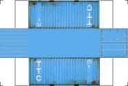 View the pitcher and see your free 3D HO scale 20ft Shipping containers PDF File for you HO scale model train set. Gust download the free 3D printable 20ft Shipping container PDF File, print out the 20ft Shipping containers and fold. Then place your very own 20ft Shipping container on you HO scale model train set layout.