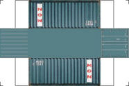 View the pitcher and see your free 3D HO scale 20ft Shipping containers PDF File for you HO scale model train set. Gust download the free 3D printable 20ft Shipping container PDF File, print out the 20ft Shipping containers and fold. Then place your very own 20ft Shipping container on you HO scale model train set layout.