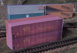 Build your own free 3D N scale 45ft Hi Cube Stack Shipping Containers 4 in 1 display for you N scale model train set. Gust download the free 3D printable 45ft Shipping container PDF File, print out the 45ft Hi Cube Stack Shipping Containers 4 in 1 and fold. Then place your very own 45ft Shipping container on you N scale model train set layout.